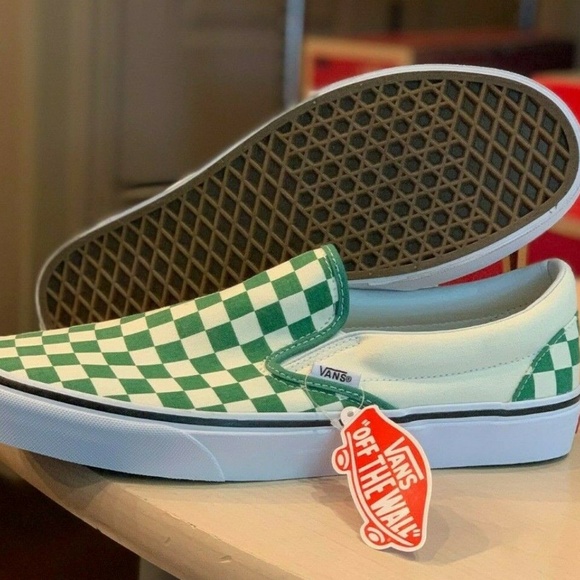 Vans Classic Slip On Checkers Womens Grass Green - Picture 5 of 8